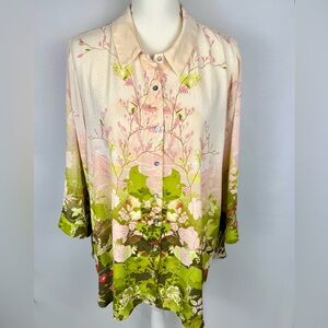 Rose & Olive Nature Inspired Women’s Button Up Tunic Blouse Lightweight Size 2X